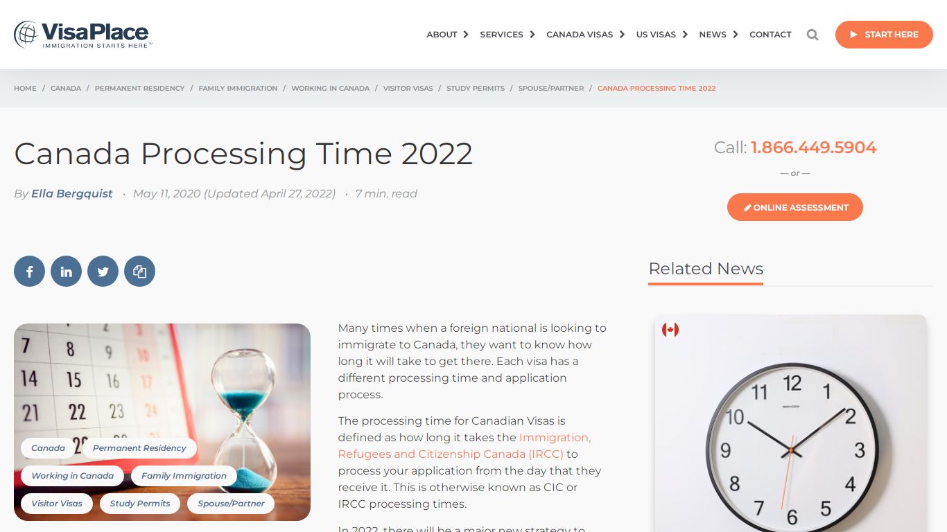 Canada Visa Processing Time 2022: CIC Processing Times - VisaPlace